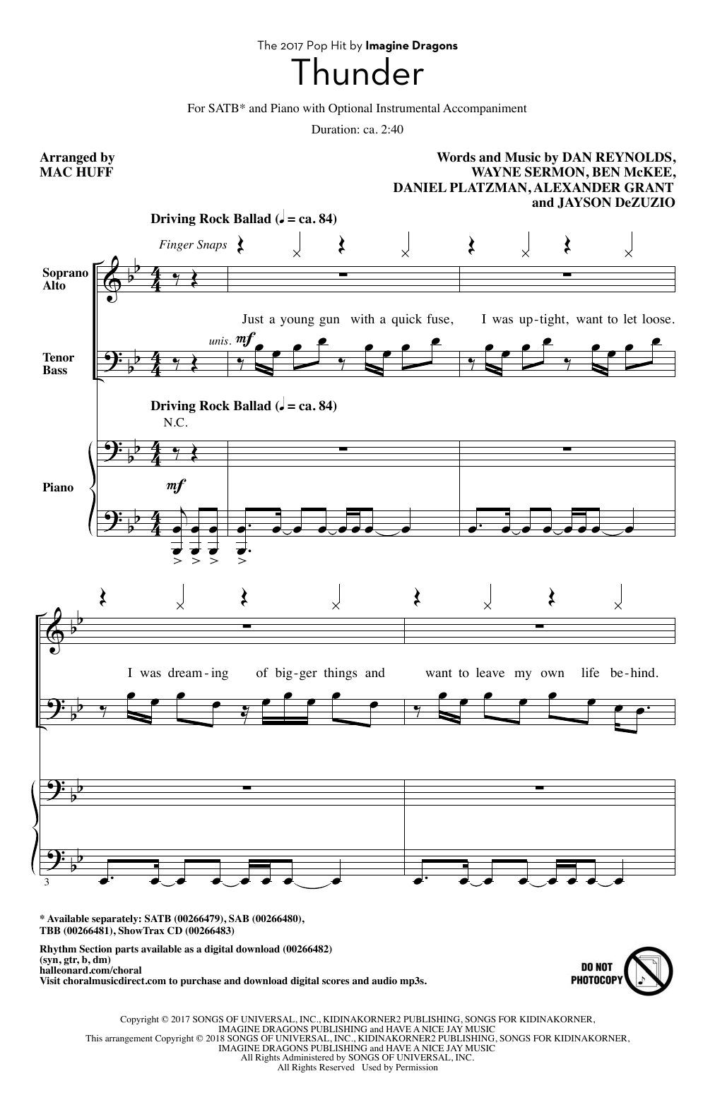 Produktbild zu: Thunder (arr. Mac Huff)