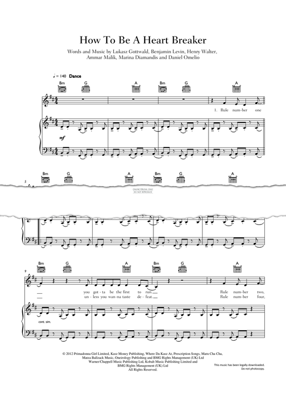 Produktgalerie: Seite 1 von 1 How To Be A Heart Breaker, Marina and The Diamonds, Gesang, Gitarre, Klavier