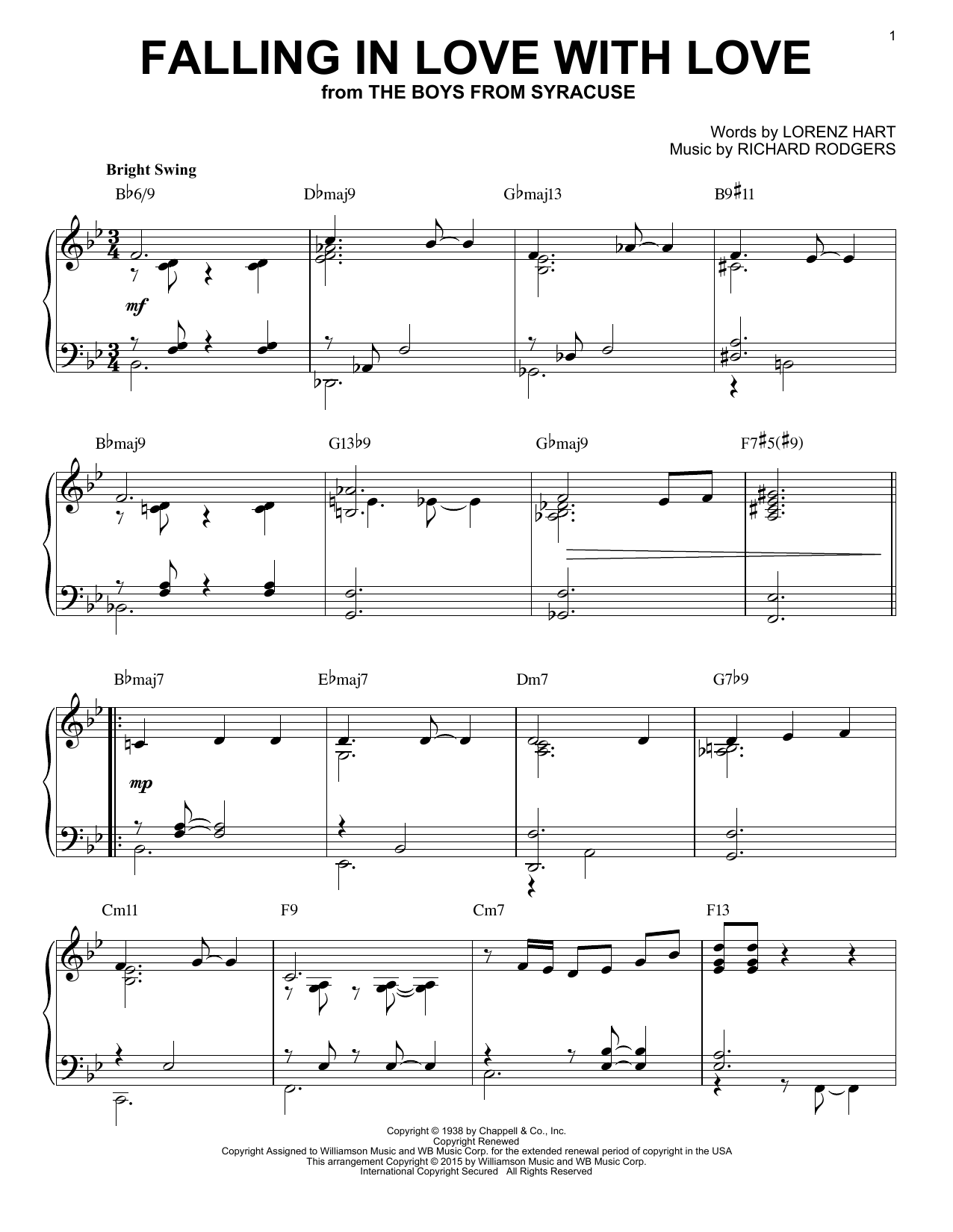 Product picture to: Falling In Love With Love [Jazz version] (arr. Brent Edstrom)