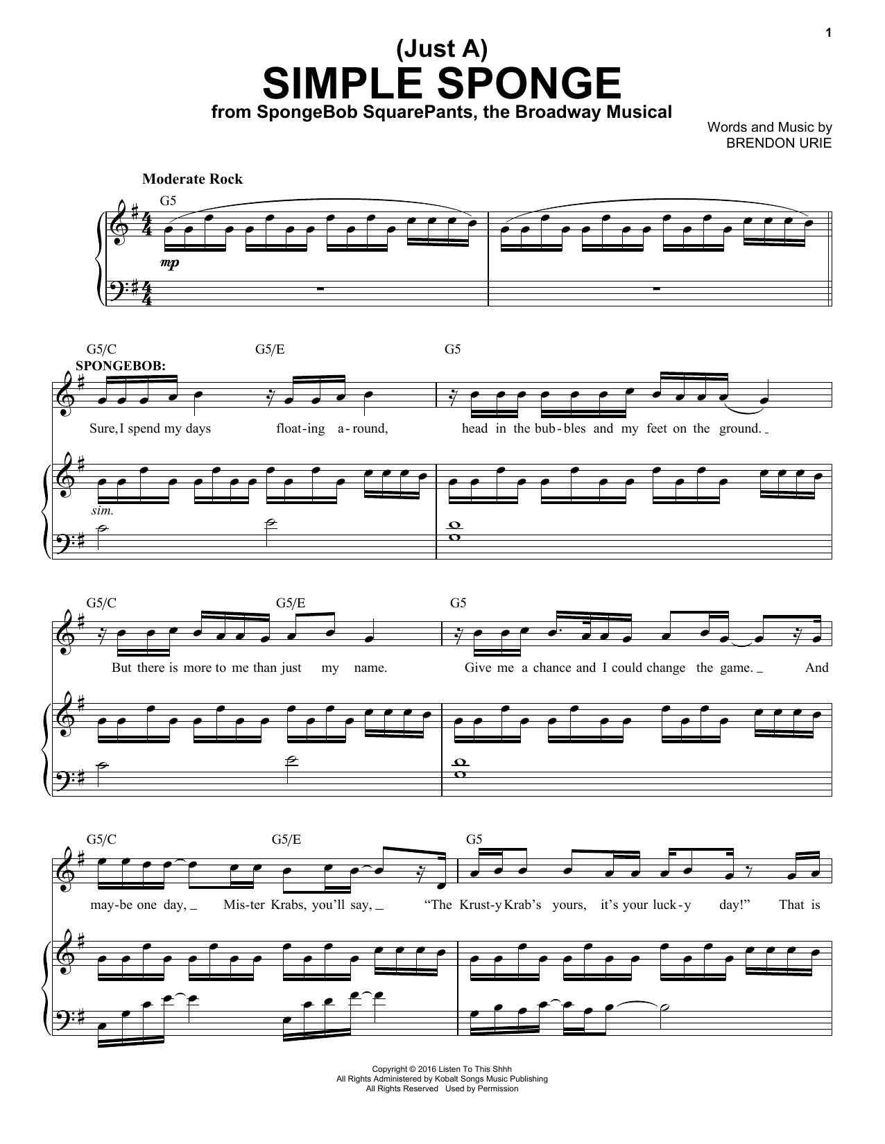 Produktbild zu: (Just A) Simple Sponge (from Spongebob Squarepants, The Broadway Musical)