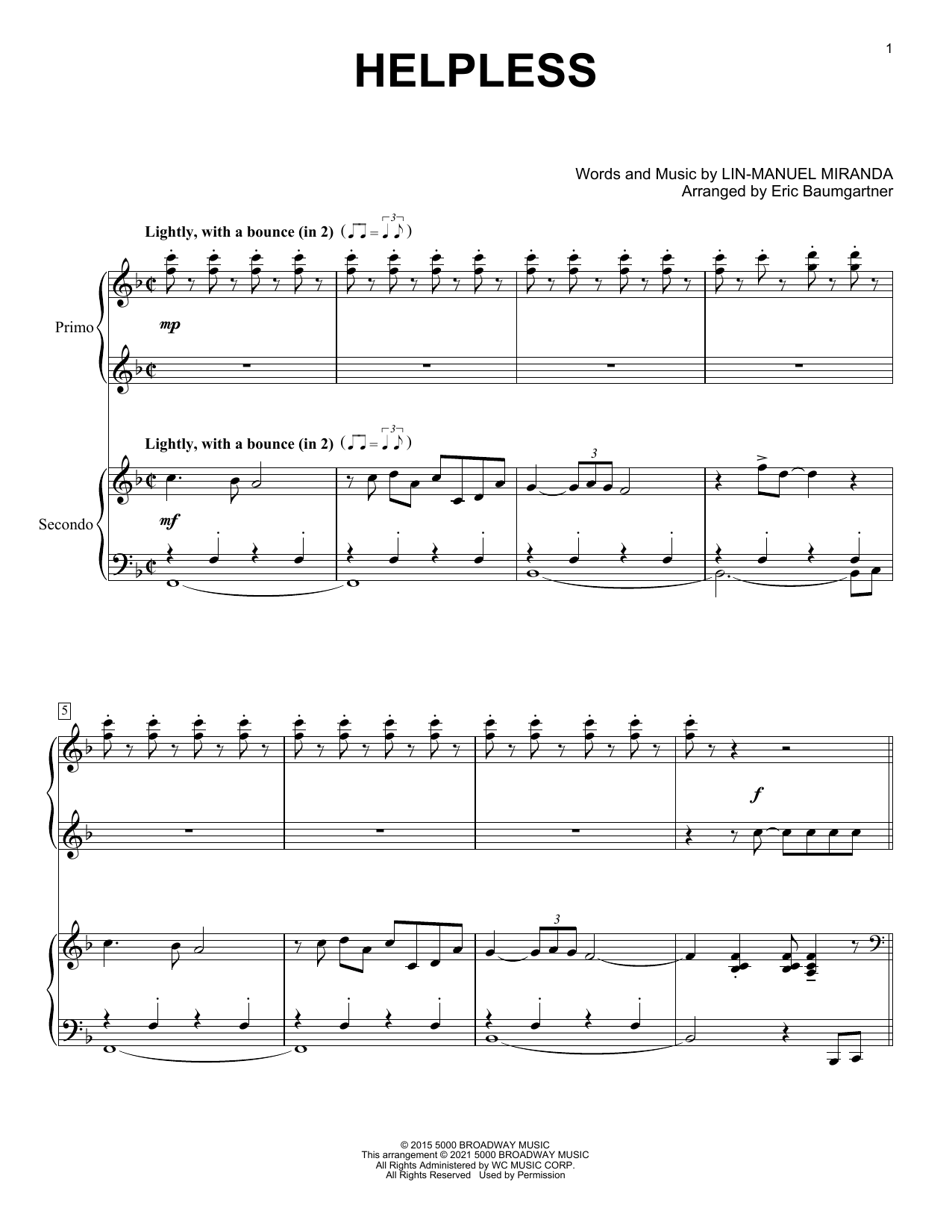 Produktbild zu: Helpless (from Hamilton) (arr. Eric Baumgartner)