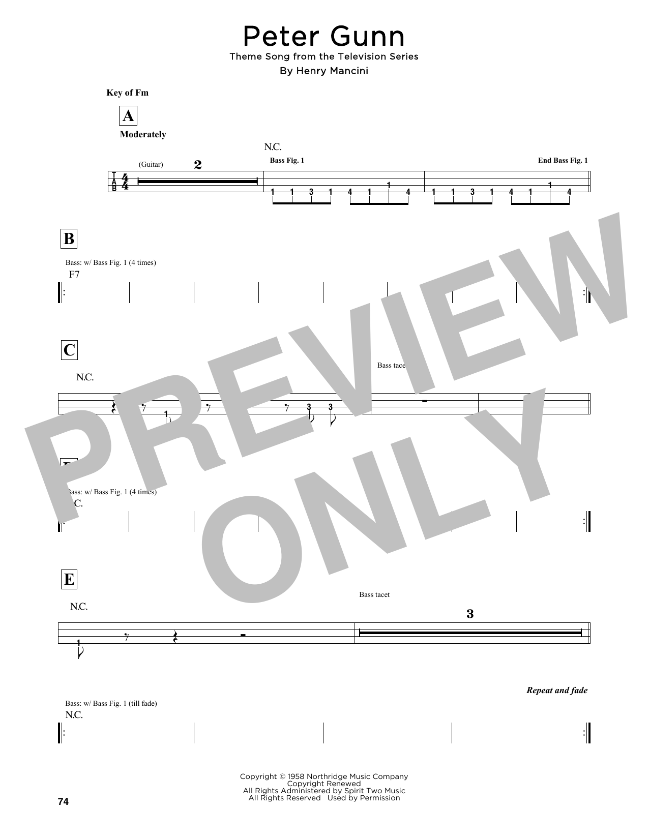 Produktgalerie: Seite 1 von 1 Peter Gunn, Henry Mancini, E-Bass, Gitarre