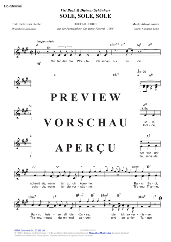 Product gallery: Page 5 of 11 Sole, Sole, Sole , Bach, Vivi & Schönherr, Dietmar, (melody parts in C/B/E flat)