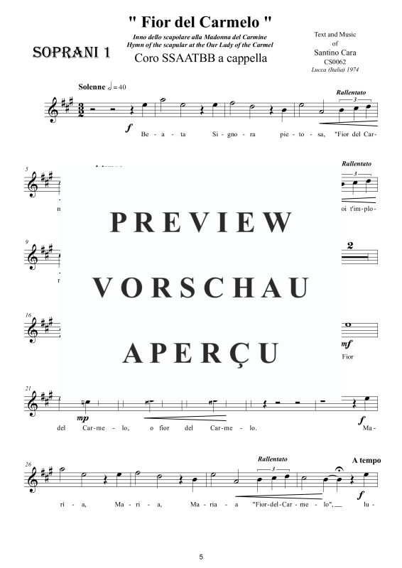 Product gallery: Page 6 of 11 Fior del Carmelo - Hymne, , Mixed Choir 7-Part Ssaatbb A Cappella