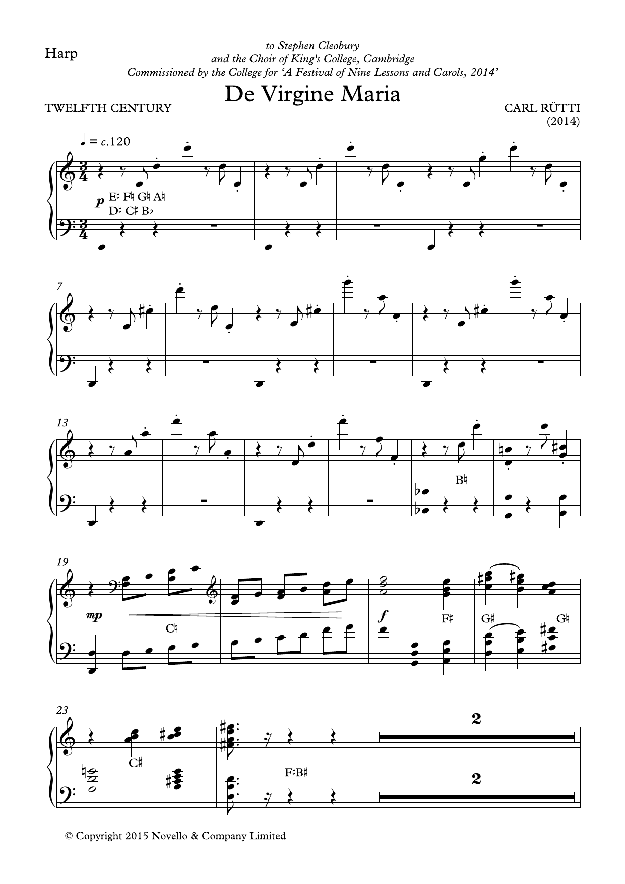 Produktbild zu: De Virgine Maria (SATB and harp version) - Harp part