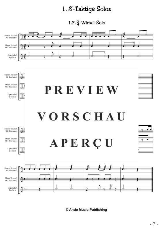 gallery: Solos für Marschtrommler - Band 1, , 50 Solostücke für Marschkapellen - Kleine Trommel, Große Trommel und Becken