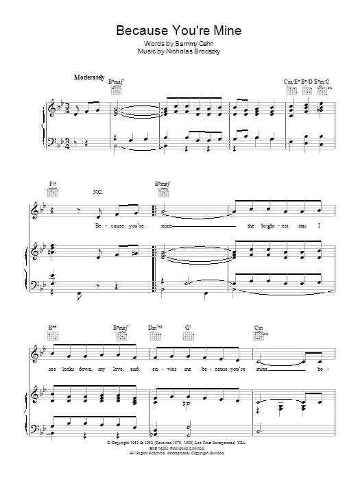 Product gallery: Page 1 of 1 Because You're Mine, Sammy Cahn