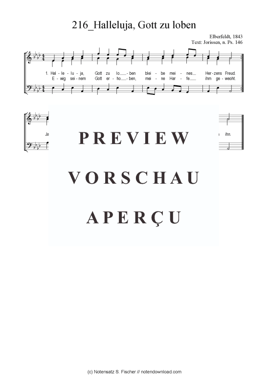 Product picture to: Halleluja, Gott zu loben Elberfeldt, 1843 / Jorissen, n. Ps. 146