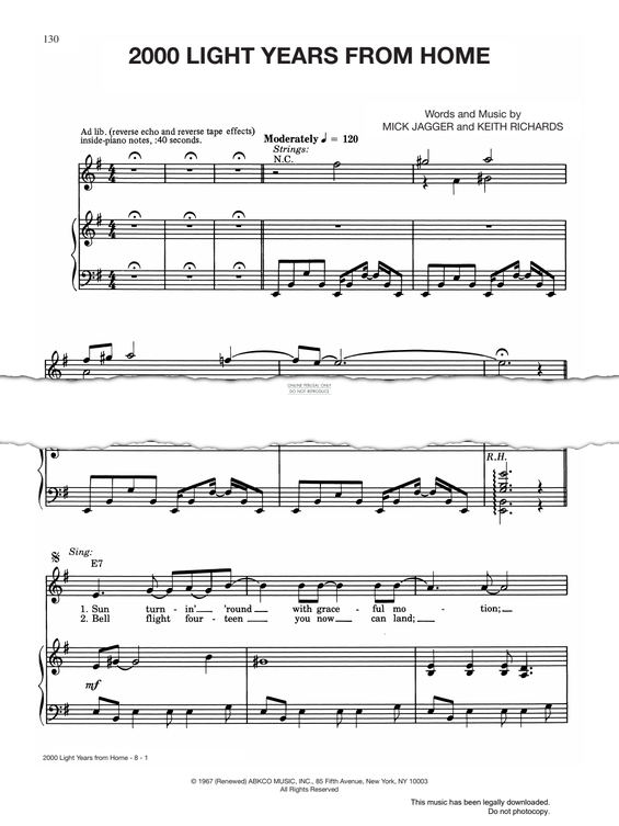 Produktgalerie: Seite 1 von 1 2000 Light Years From Home, The Rolling Stones, Gesang, Gitarre, Klavier