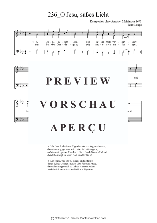 Product picture to: O Jesu, süßes Licht ohne Angabe / Meiningen 1693 Text: Lange 