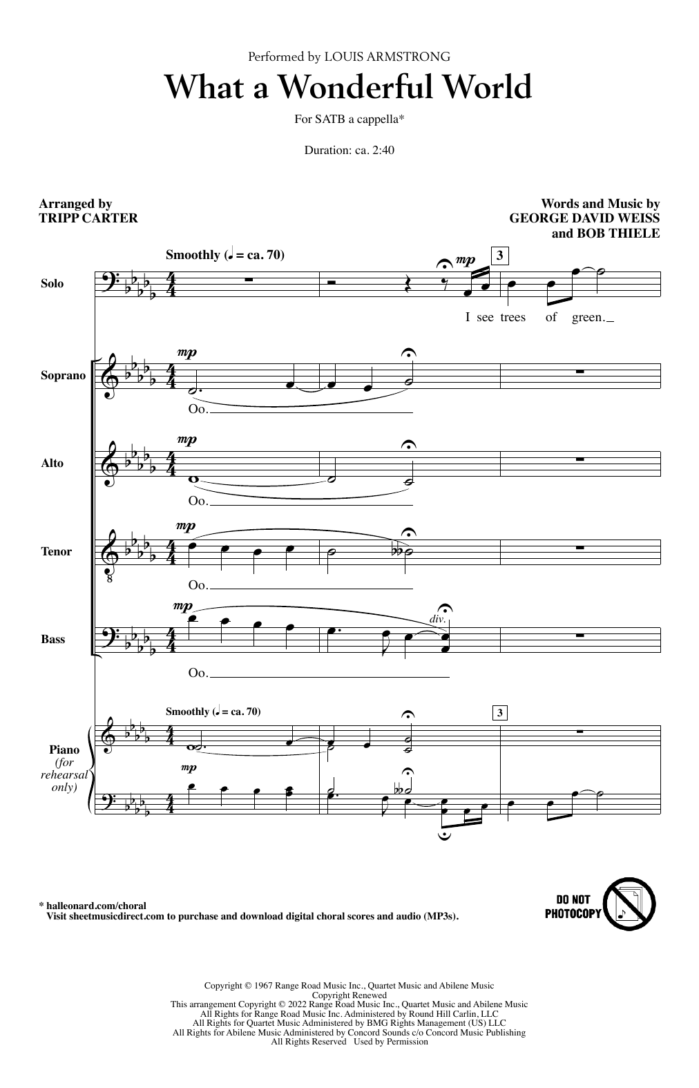 Product picture to: What A Wonderful World (arr. Tripp Carter)