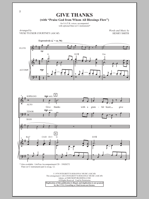 Produktgalerie: Seite 1 von 1 Give Thanks (arr. Vicki Tucker Courtney), Henry Smith, Chor