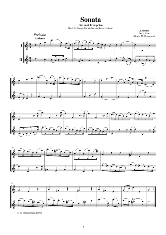 Sonate für zwei Trompeten op.2 Nr.6