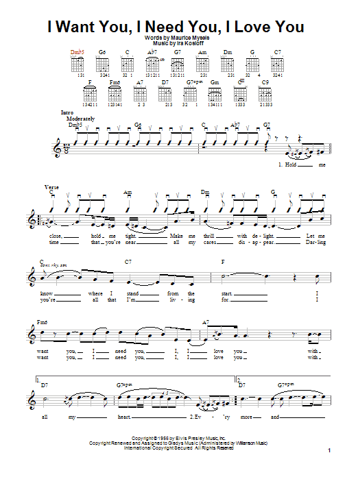 Product gallery: Page 1 of 1 I Want You, I Need You, I Love You, Elvis Presley