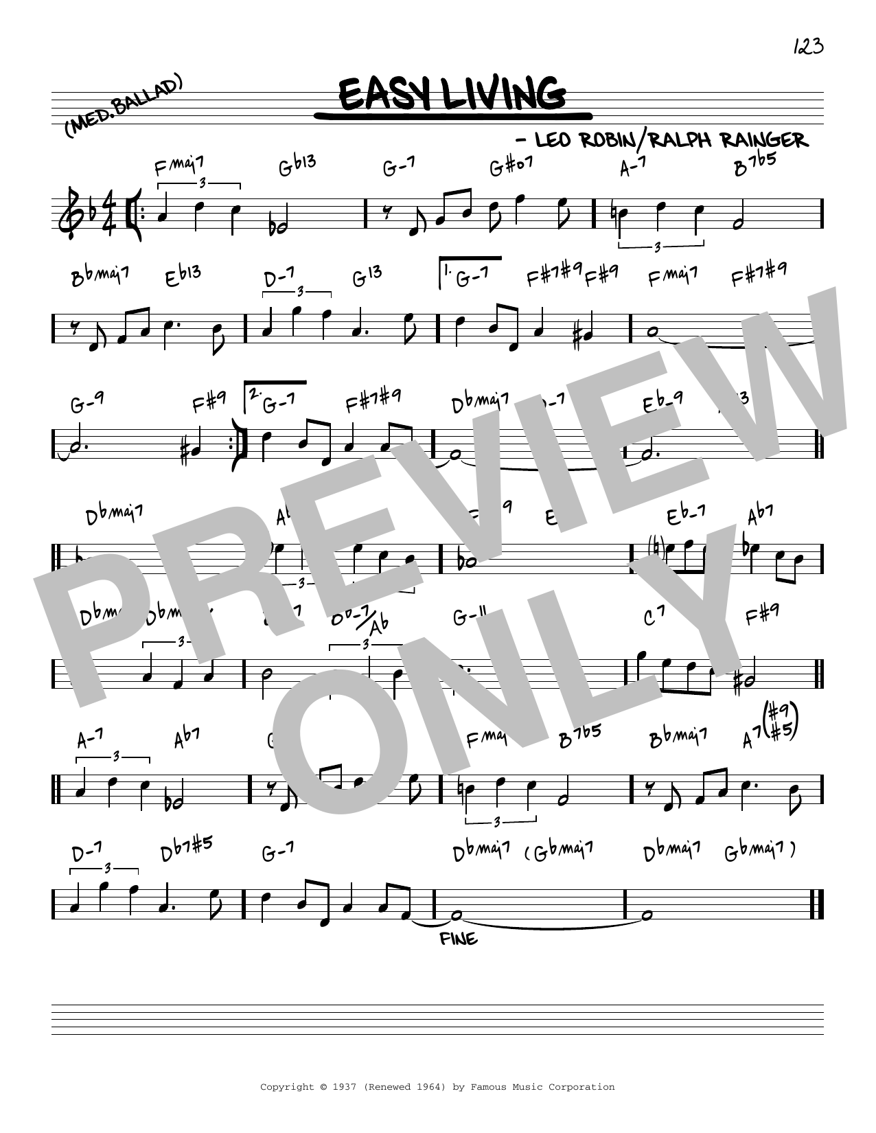 Product picture to: Easy Living [Reharmonized version] (arr. Jack Grassel)
