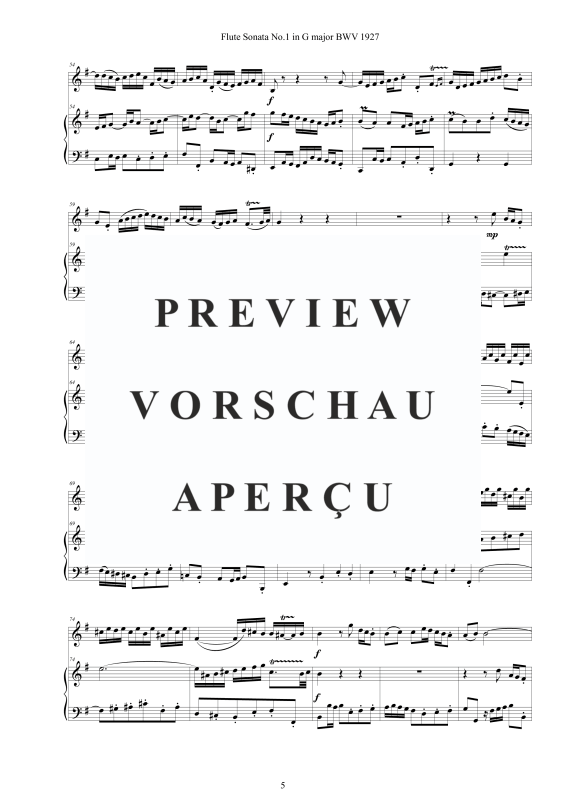 Produktgalerie: Seite 6 von 11 Flöten Sonate Nr. 1 in G-Dur BWV 1027, , Flöte und Cembalo/Klavier