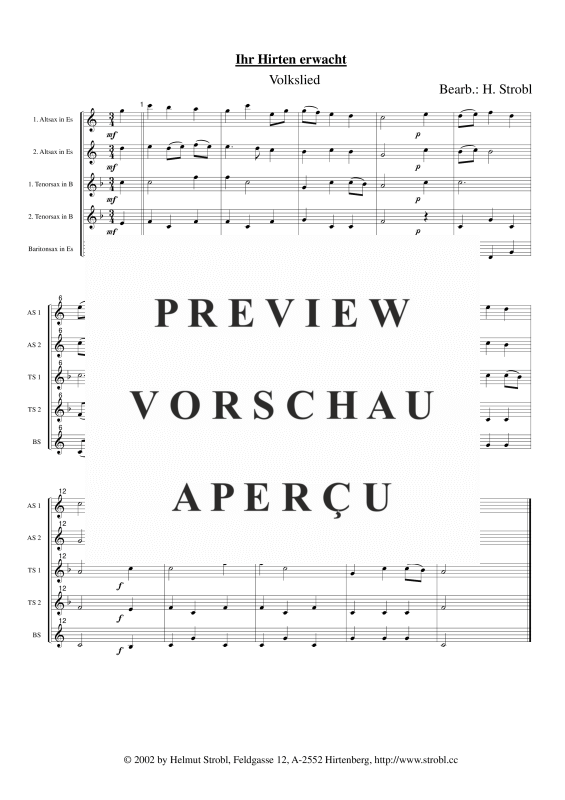 gallery: Ihr Hirten erwacht, , Saxophonquintett AATTB