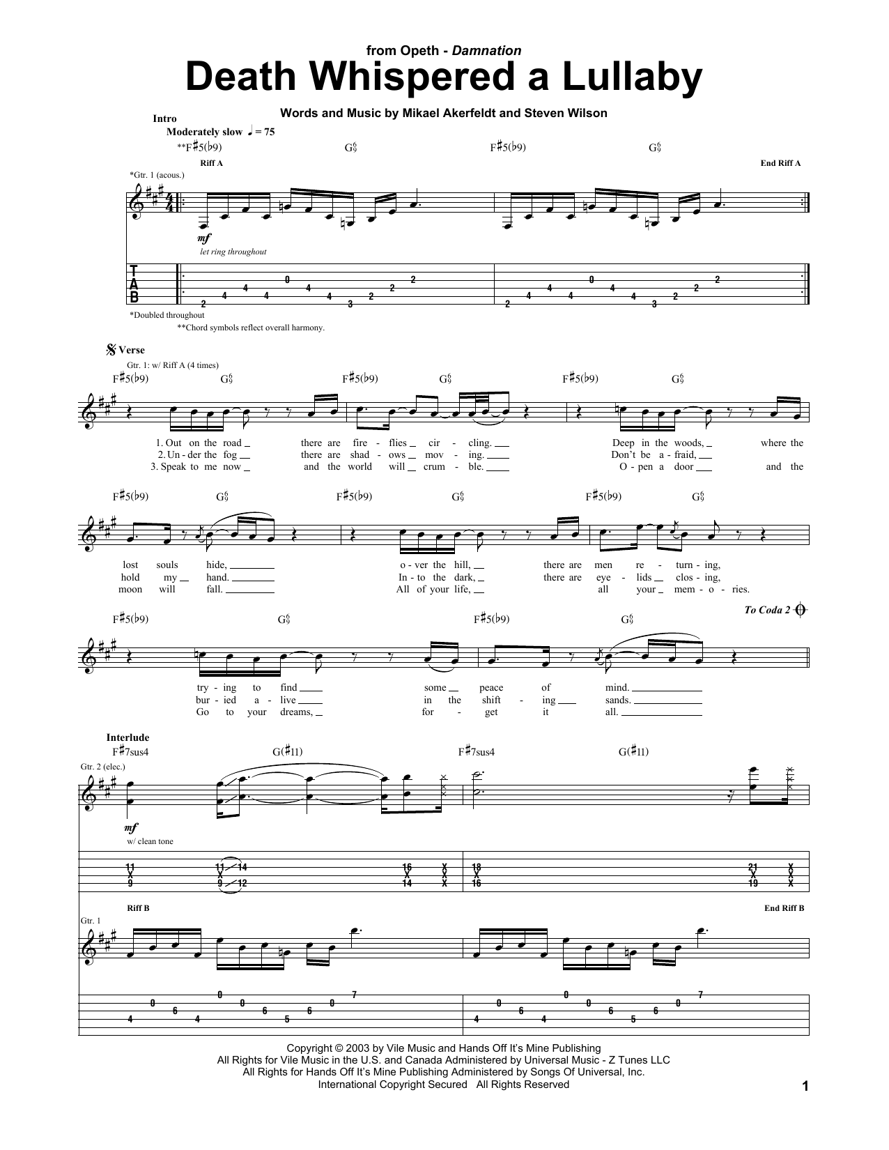 Produktgalerie: Seite 1 von 1 Death Whispered A Lullaby, Opeth, Gitarre