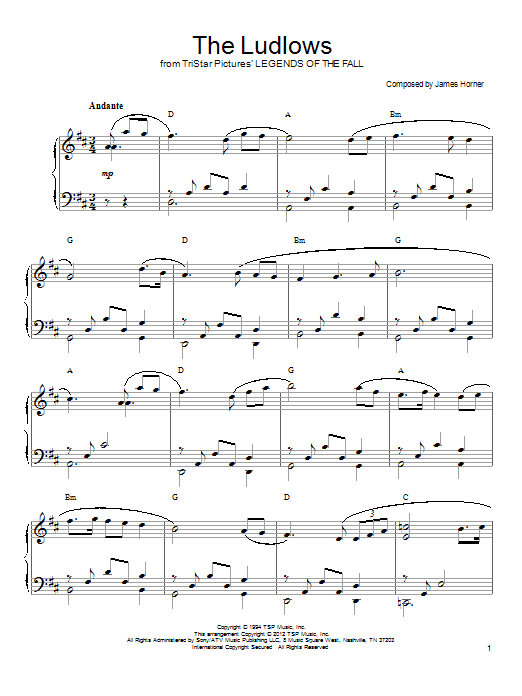 Product picture to:  The Ludlows - James Horner