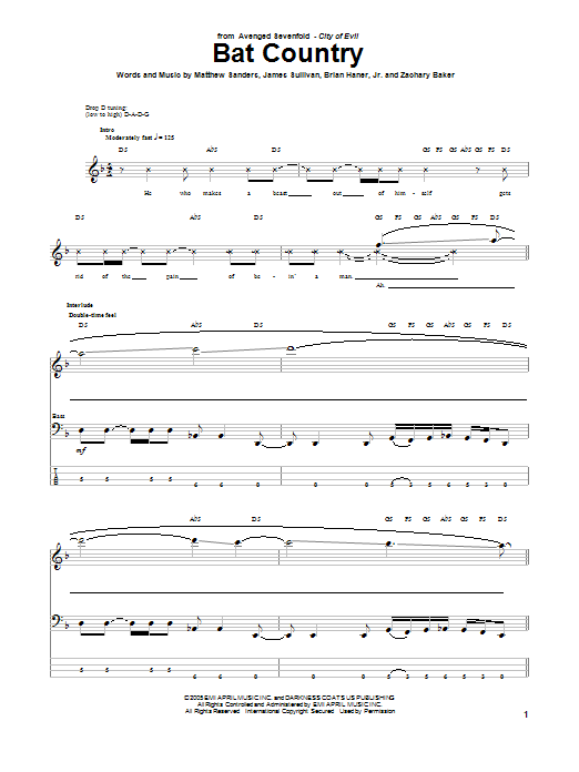 Produktgalerie: Seite 1 von 1 Bat Country, Avenged Sevenfold, E-Bass