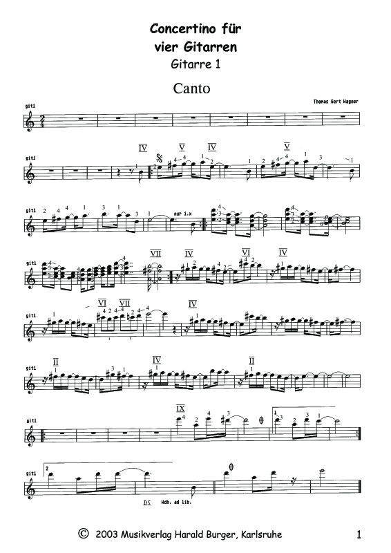 Produktbild zu: Concertino für 4 GitarrenThomas Gert Wagner