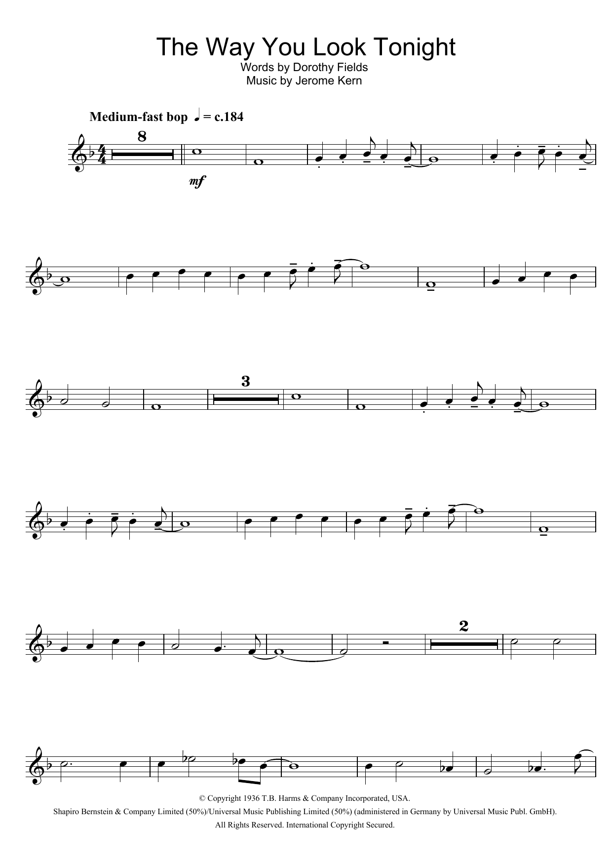 Product gallery: Page 1 of 1 The Way You Look Tonight, Jerome Kern