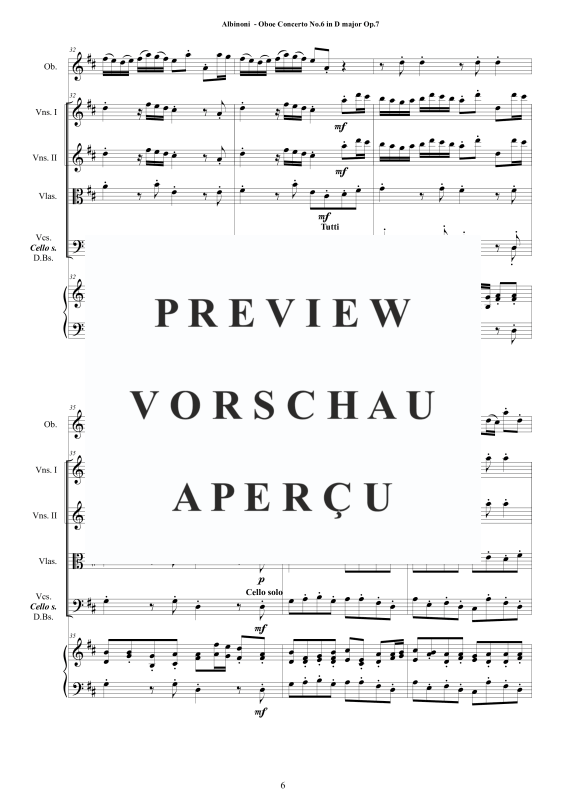 Product gallery: Page 7 of 11 Concerto No.6 in D-Dur Op.7, , Solo Oboe, String Ensemble, and Harpsichord (Basso Continuo)