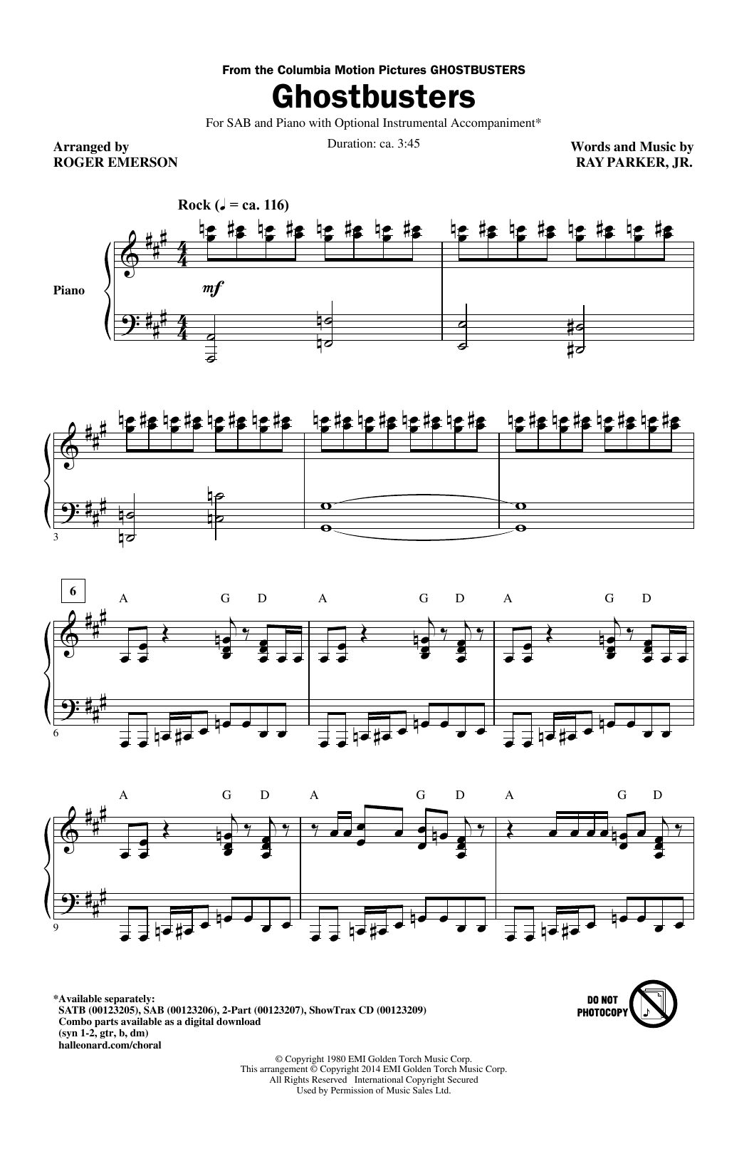 Product picture to: Ghostbusters (arr. Roger Emerson)