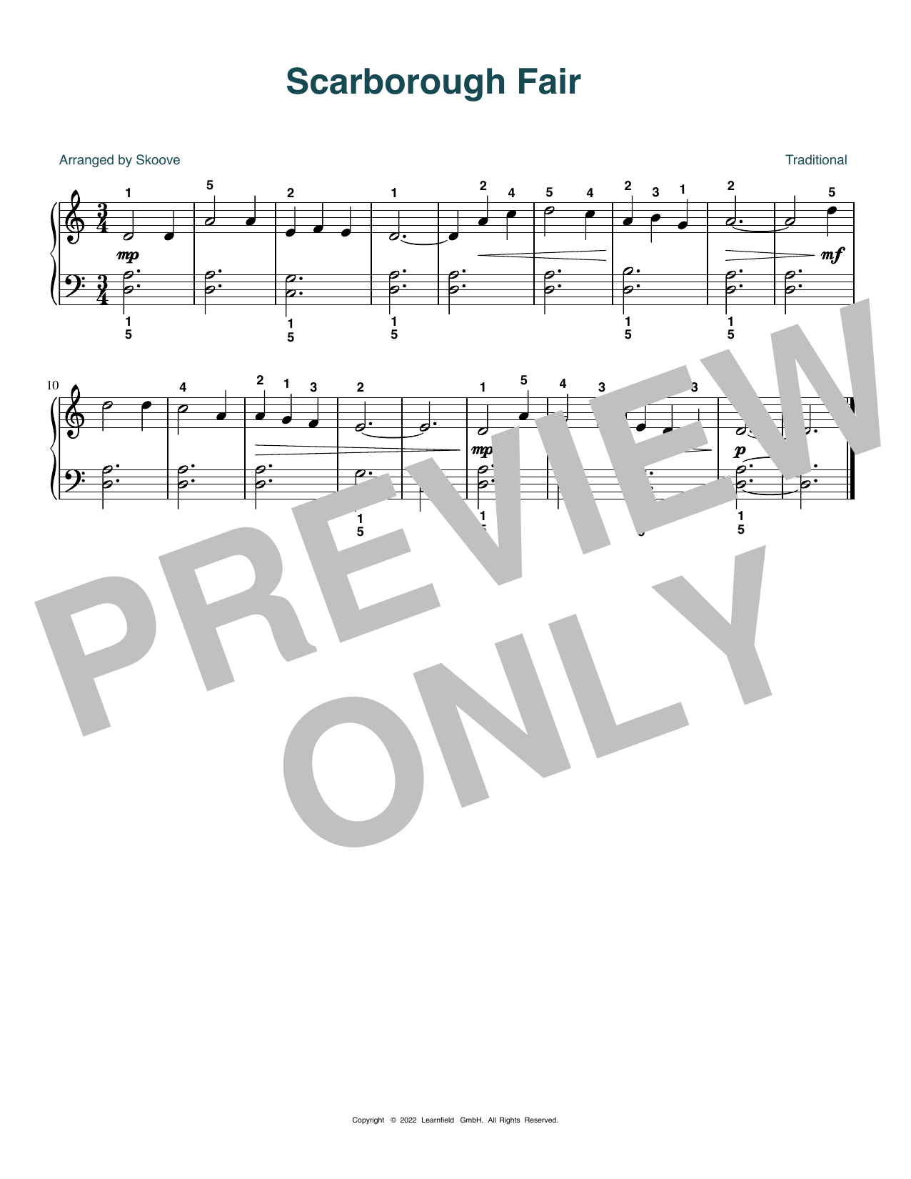 Produktbild zu: Scarborough Fair (arr. Skoove)
