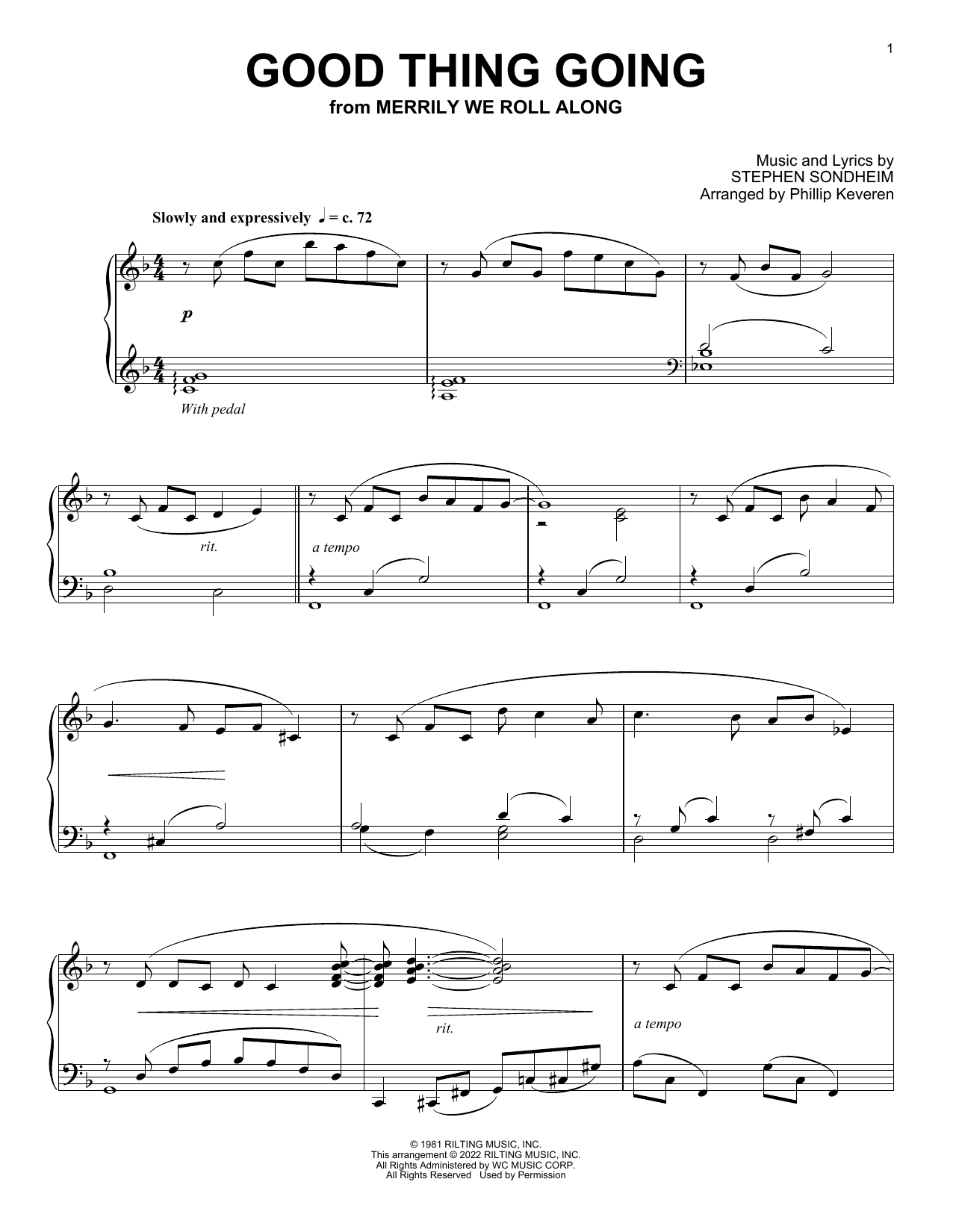 Product picture to: Good Thing Going (from Merrily We Roll Along) (arr. Phillip Keveren)