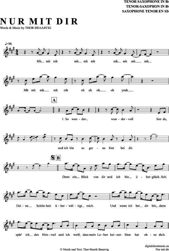 Product gallery: Page 1 of 4 Nur Mit Dir , Braarvig, Thor, Tenor Saxophone