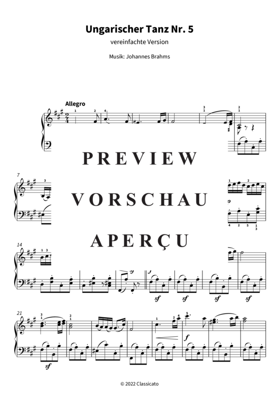 gallery: Ungarischer Tanz Nr. 5 (Vereinfachte Version) , ,  (Klavier Solo)
