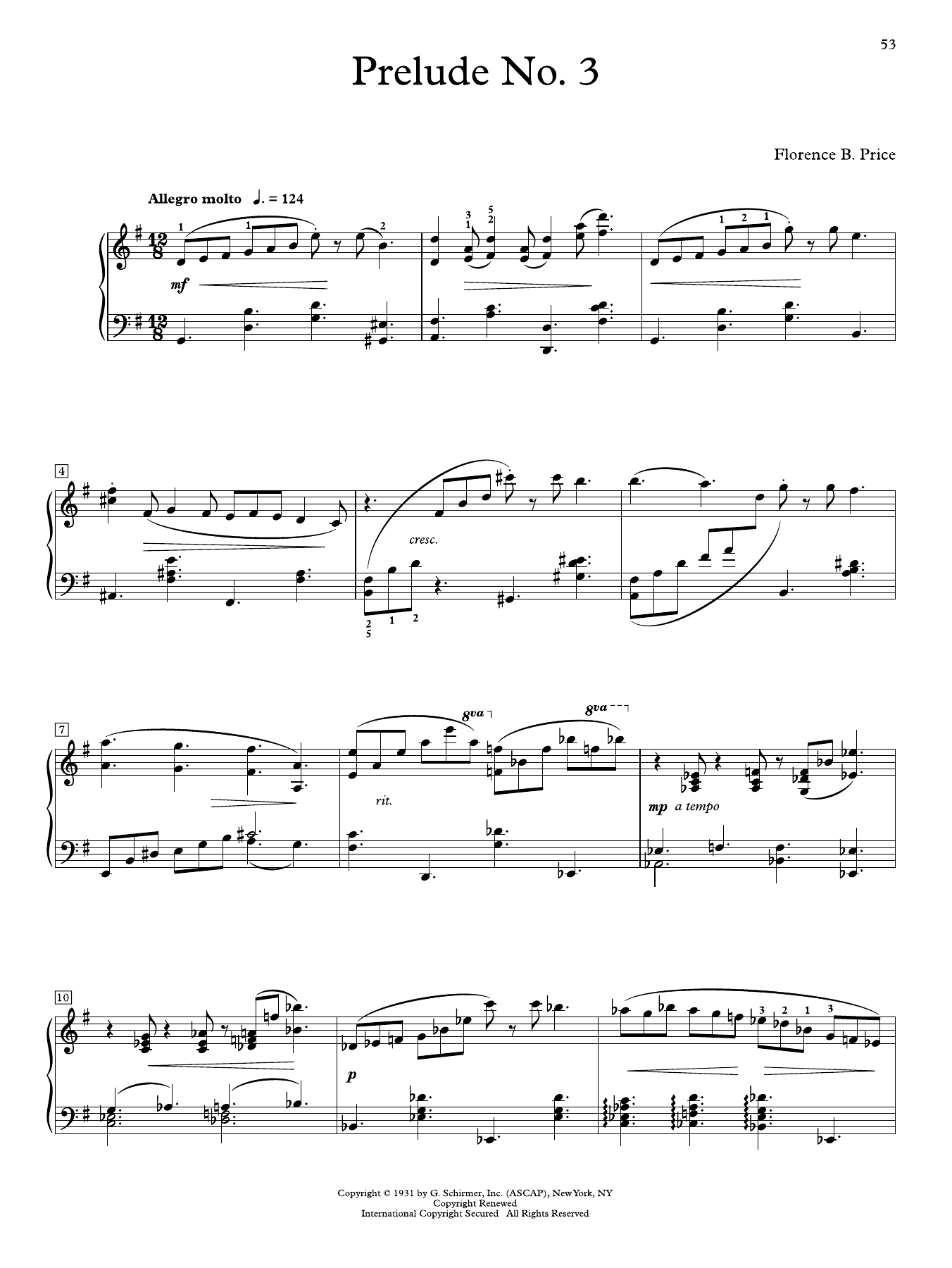 Produktgalerie: Seite 1 von 1 Prelude No. 3, Florence Price, Klavier