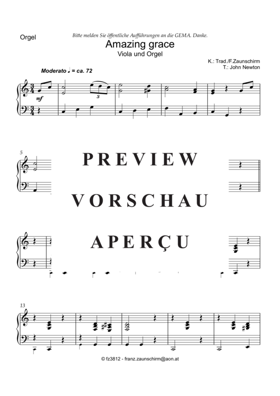 Product gallery: Page 5 of 6 Amazing Grace , , (viola + organ)