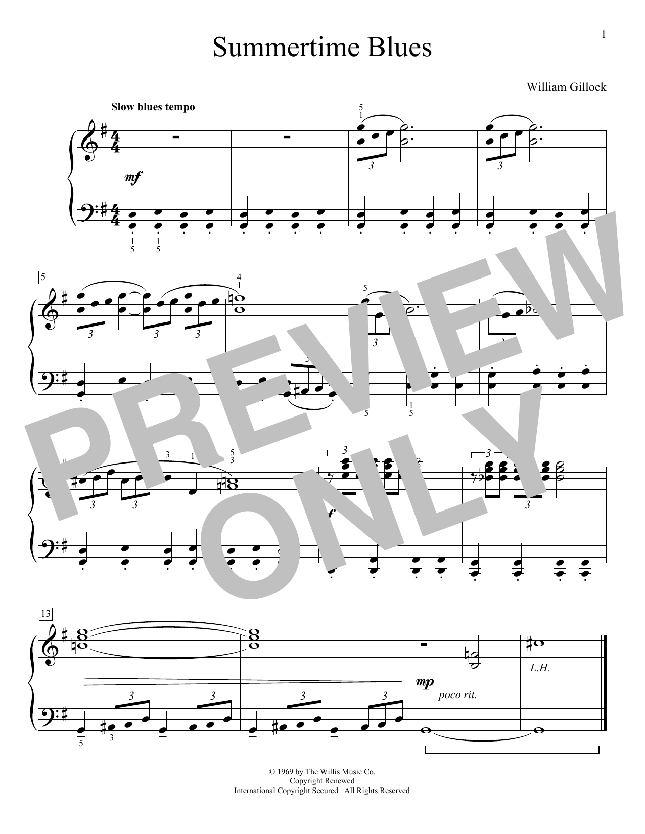 Produktgalerie: Seite 1 von 1 Summertime Blues, William Gillock, Klavier