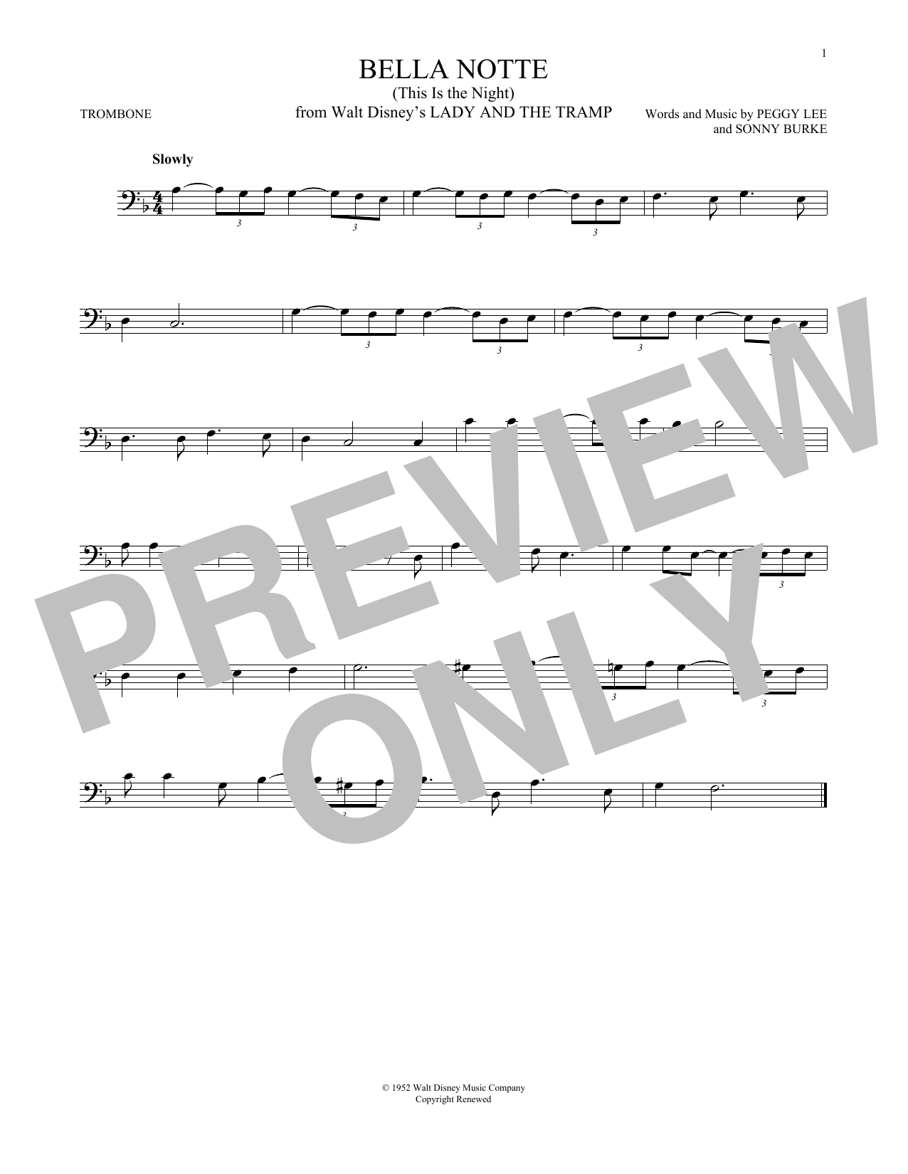 Product gallery: Page 1 of 1 Bella Notte (This Is The Night) (from Lady And The Tramp), Peggy Lee