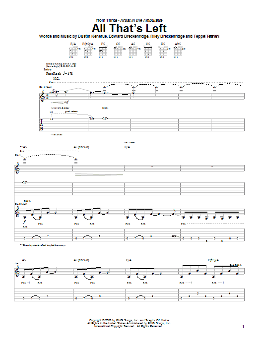 Produktgalerie: Seite 1 von 1 All That's Left, Thrice, Gitarre