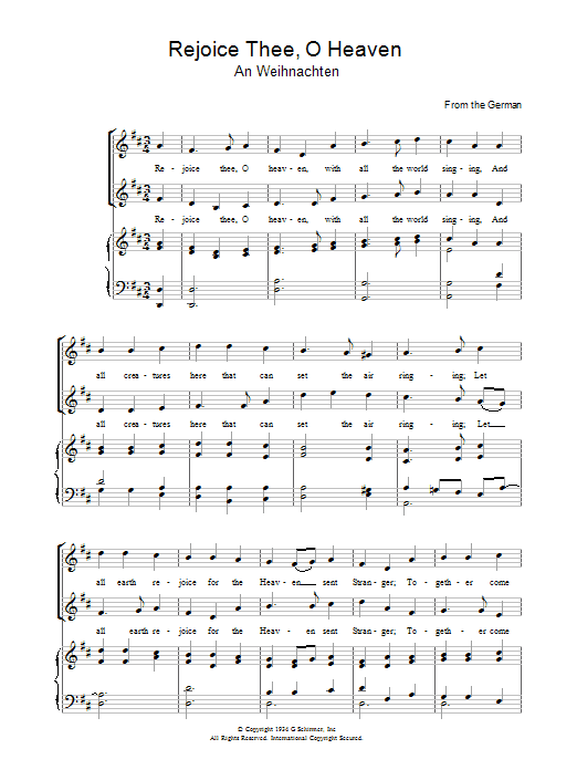 Product gallery: Page 1 of 1 Rejoice Thee, O Heaven, Christmas Carol