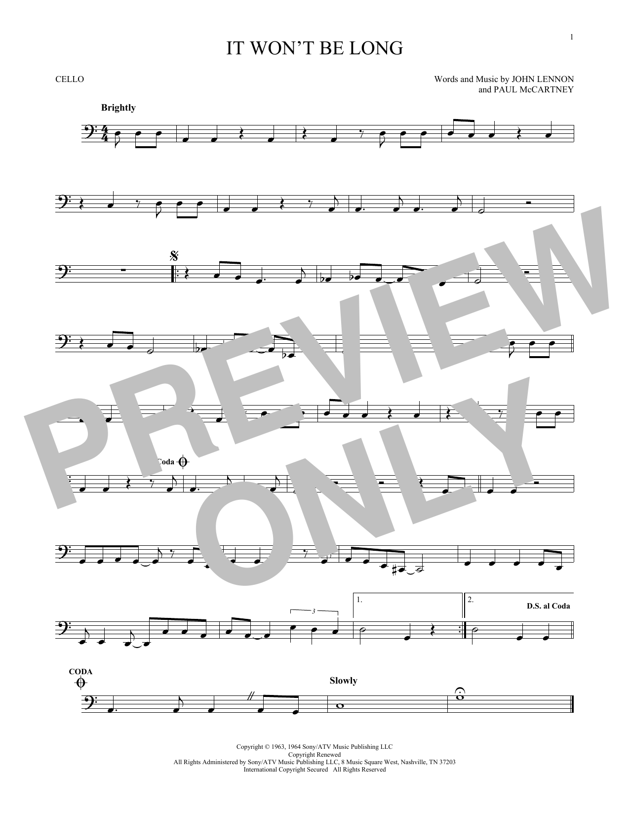 Produktgalerie: Seite 1 von 1 It Won't Be Long, The Beatles, Violoncello