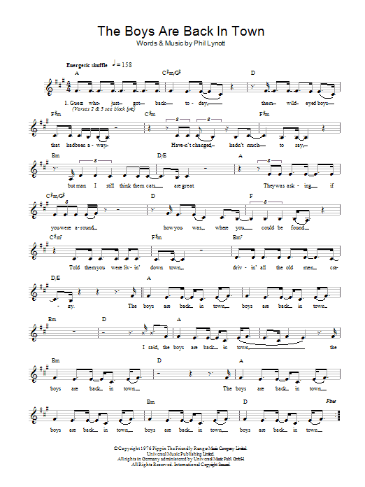 Produktgalerie: Seite 1 von 1 The Boys Are Back In Town, Thin Lizzy, Melodieinstrument