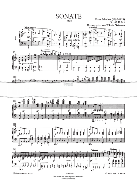 Produktgalerie: Seite 1 von 1 Piano Sonata Op. 42 D845, Franz Schubert, Klavier