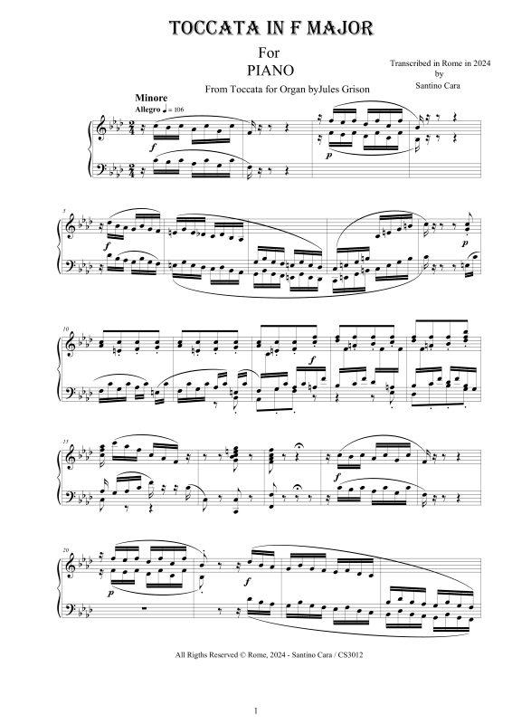 Produktbild zu: Toccata in F majorJules Grison