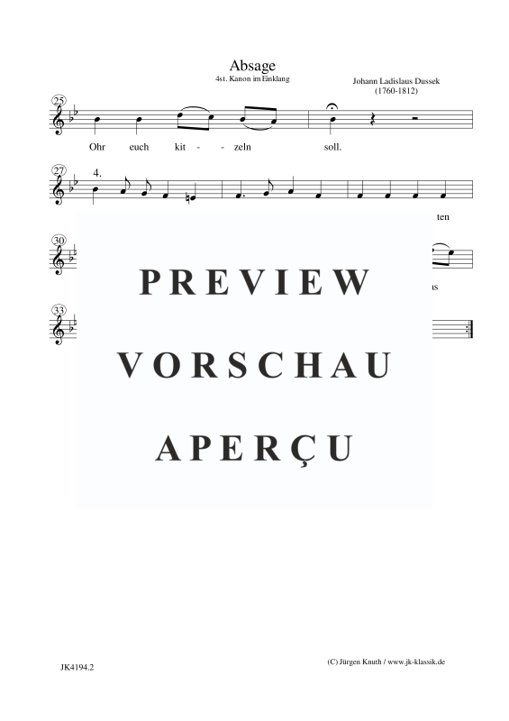 gallery: Absage, , Gemischter Chor 4-stimmig - Kanon im Einklang