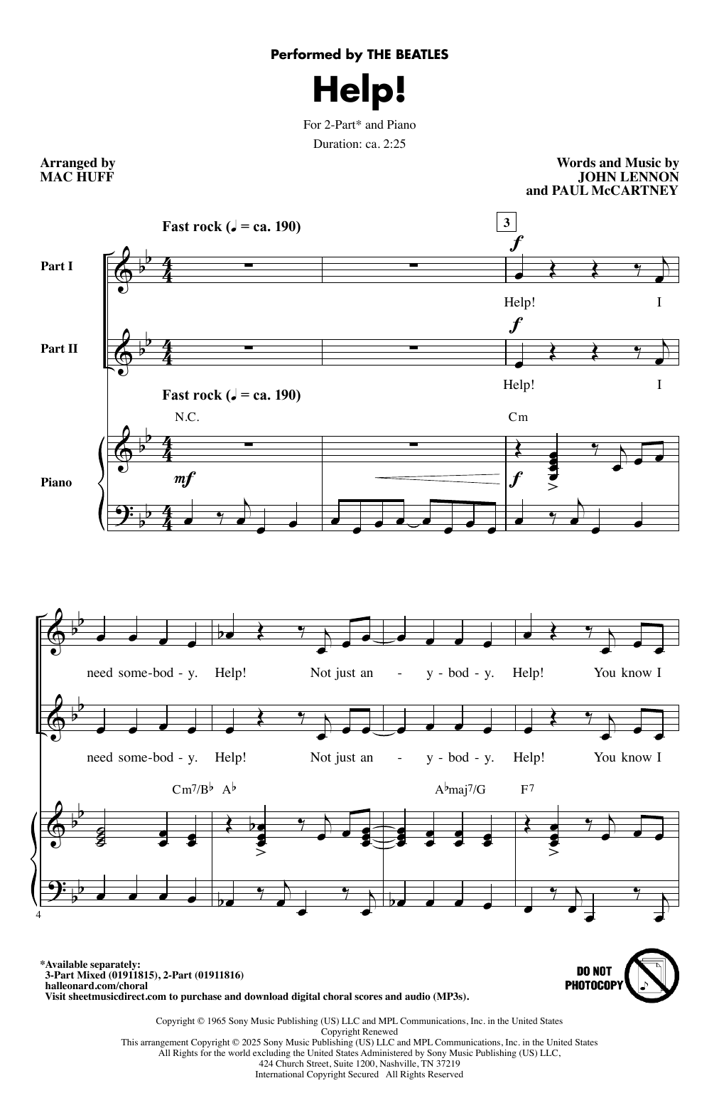 Produktgalerie: Seite 1 von 1 Help! (arr. Mac Huff), The Beatles, Chor
