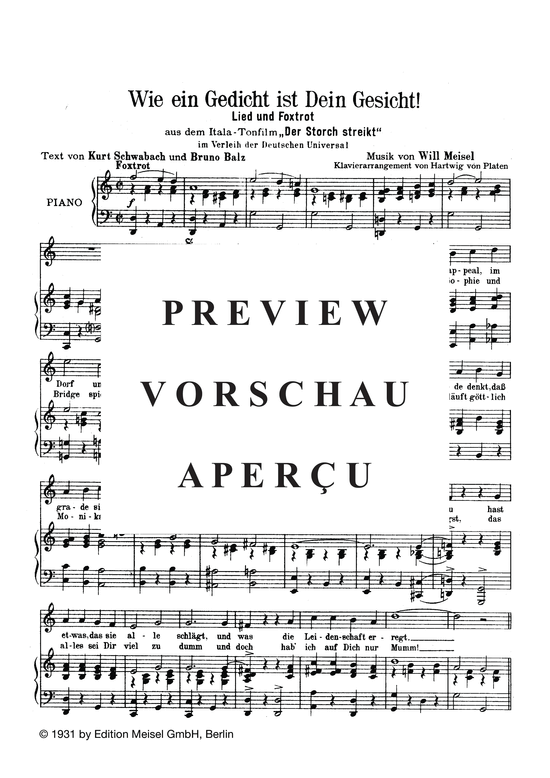 Produktgalerie: Seite 3 von 3 Wie ein Gedicht ist Dein Gesicht, , Klavier und Gesang
