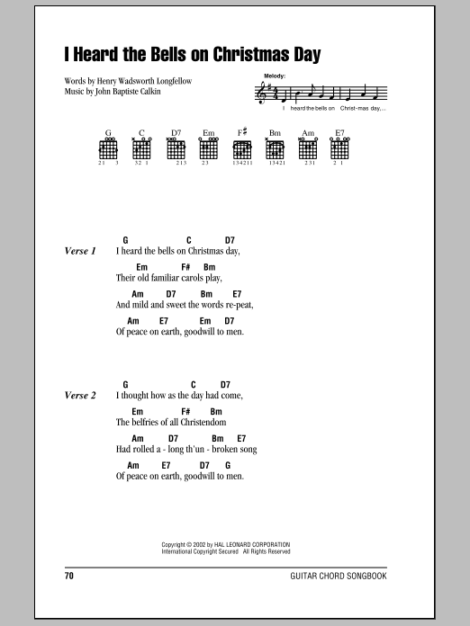 Product gallery: Page 1 of 1 I Heard The Bells On Christmas Day, Henry Wadsworth Longfellow