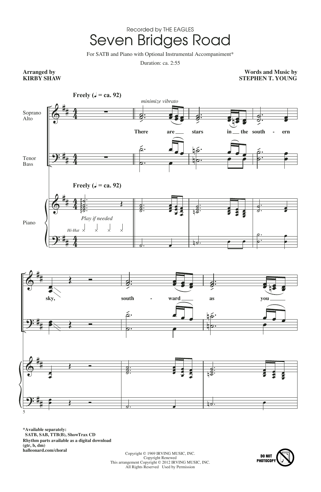 Produktbild zu: Seven Bridges Road (arr. Kirby Shaw)