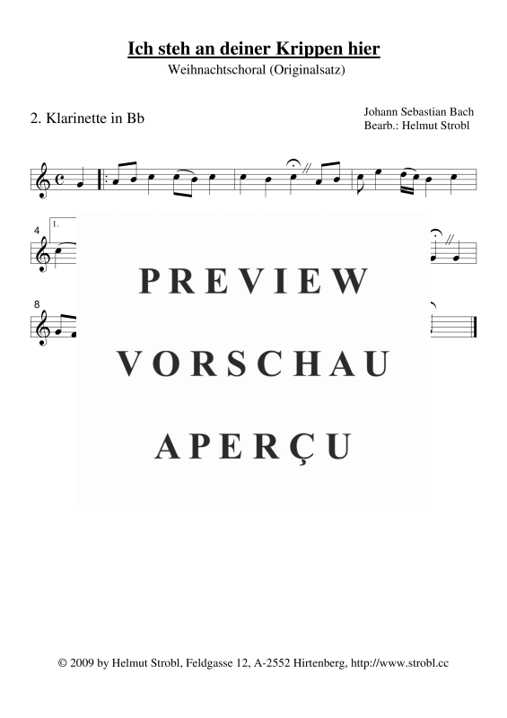 gallery: Ich steh an deiner Krippen hier, , Klarinettenquartett