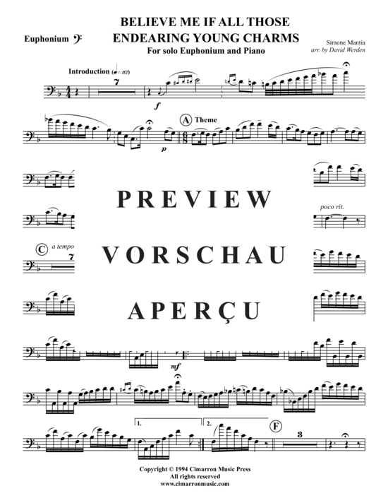 Product gallery: Page 10 of 15 Believe Me If All Those Endearing Young Charms , , (baritone/pos + piano)