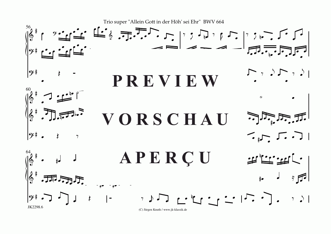 Produktgalerie: Seite 7 von 10 Trio super Allein Gott in der Höh´ sei Ehr BWV 664 G-Dur , , (Orgel Solo)